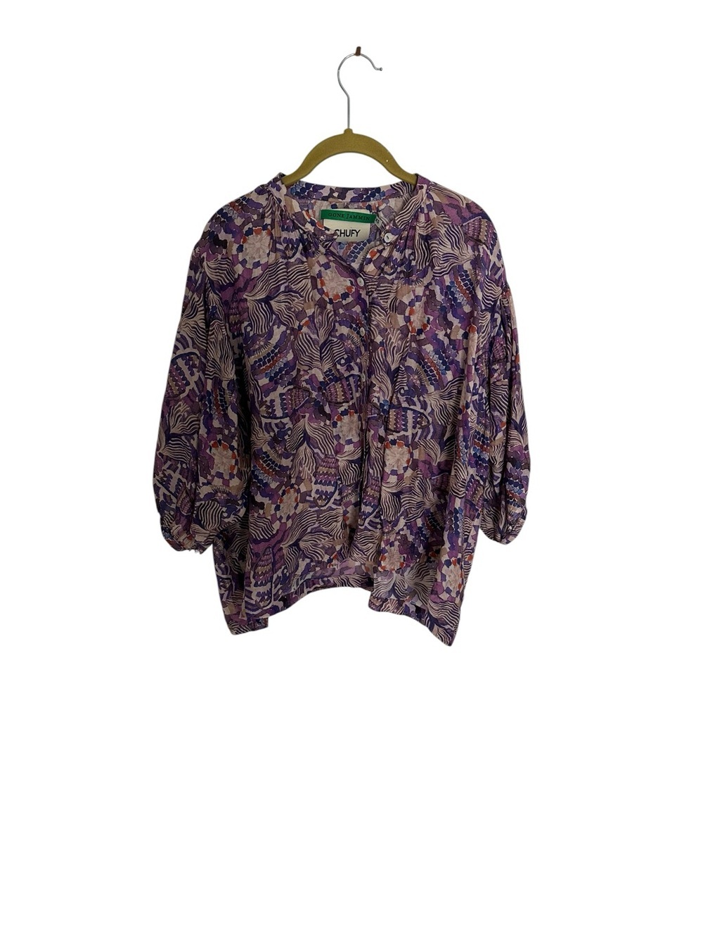 chufy  Purple Multi-Print Lightweight Button-Up Blouse XS